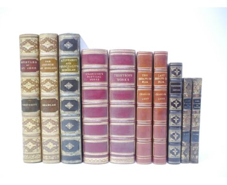 Leather bindings, a small collection in fine condition, including three early C20th prize bindings by Bickers, of which two f