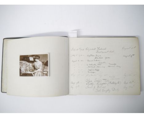 (Suffragettes, W.S.P.U., D.H. Lawrence.) A Leather bound visitor book 1912-1954 The Duke of Edinburgh Hotel, Barrow-in-Furnes