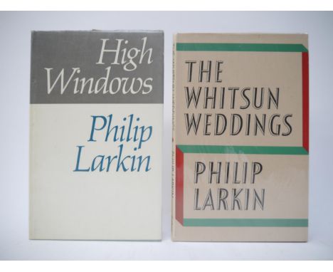 Philip Larkin, two first edition titles: 'The Whitsun Weddings', 1964, 'High Windows', 1974, both first impressions, both pub