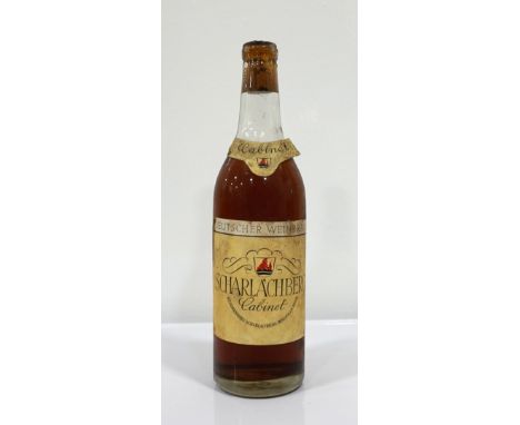 SCHARLACHBERG CABINET DEUTSCHER WEINBRAND
A rare bottling of Scharlachberg German Brandy from the 1950's.  No capacity or str