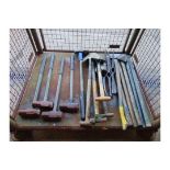 1 x Stillage British Army Axes, Sledge Hammers, T handle Shovels, Picks and helves (20 items)