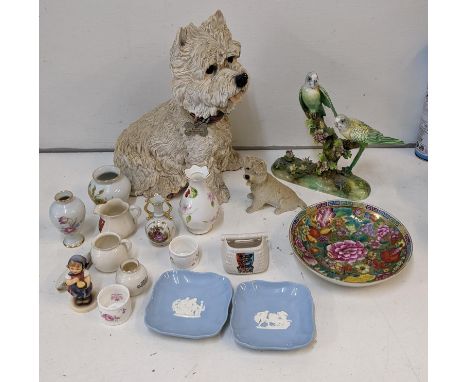 Collectable ceramics to include W H Goss crested china, a Chinese 20th century mille fleurs bowl, a G T Jones porcelain model