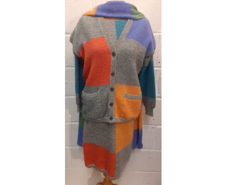 Missoni- A ladies 3-Piece wool mix matched outfit comprising a sweater dress approx 36" chest x 41" long, a waistcoat approx 