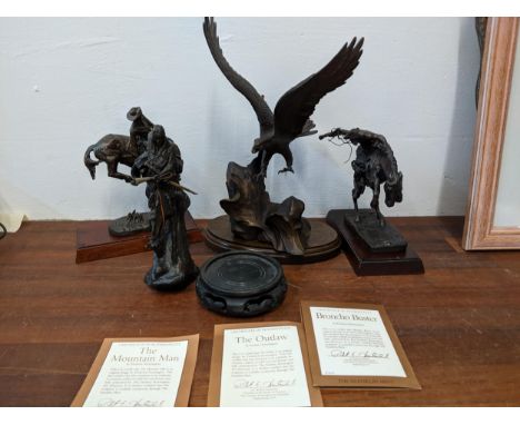 After Frederic Remington - an authentic recreation in cast bronze by Franklin Mint to include The Outlaw, The Mountain Man, B