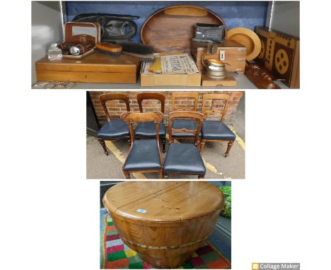 A mixed lot to include household items, treen and a vintage canteen of stainless steel cutlery by W R Humphreys & Company, si