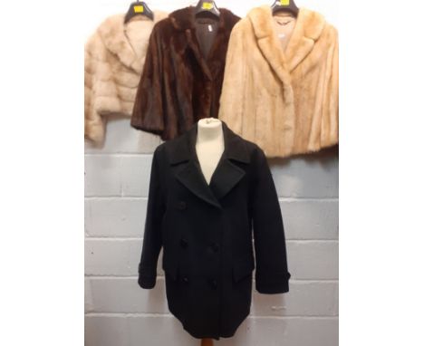 Three vintage ladies fur bolero jackets comprising 2 blonde minks and a brown mink, all approx 40" chest together with a late