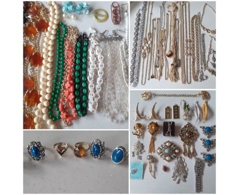 A quantity of vintage costume jewellery, mainly Sarah Coventry, to include bead necklaces, 2 Sarah Coventry bead necklaces, a