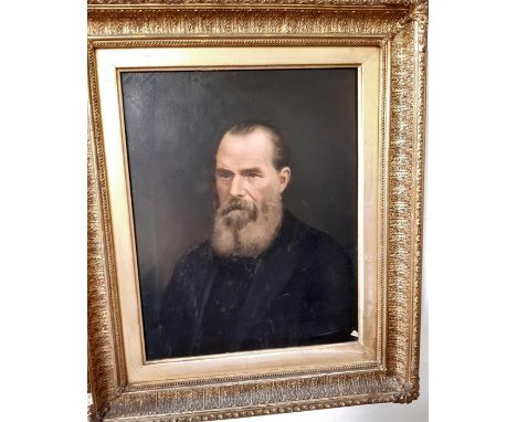 19TH CENTURY ENGLISH SCHOOL - portrait of a bearded gentleman, oil on board, unsigned, in gilt gesso frame, 38.5cms x 30cms