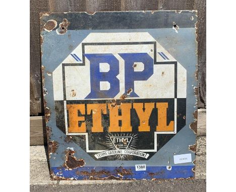 A single sided enamelled metal advertising sign "BP Ethyl" 62cms x 54cms