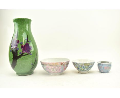 A collection of 20th century Chinese &amp; Russian export porcelain &amp; ceramic pieces. The lot comprising a tall green bal