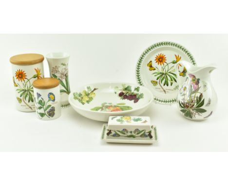 A selection of vintage Portmeirion ceramic kitchen / table wares. The lot comprising three canisters with wooden lids, jug an