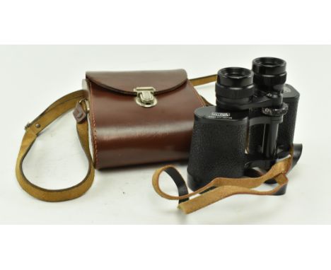 Carl Zeiss for Jena - a pair of vintage mid century Jenoptem binoculars presented in original case. The binoculars with leath