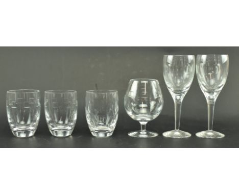 John Rocha for Waterford Crystal - a collection of six vintage glasses. The lot comprising a pair of wine glasses in the Impr
