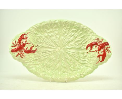 Carlton Ware Pottery - a vintage mid 20th century hand painted ceramic ' Lobster ' serving platter. The platter having two re