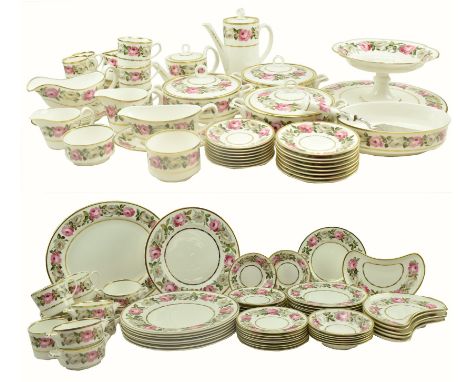 A vintage mid century 1960s Royal Worcester Royal Garden part tea, coffee and dinner service. The service decorated with pink
