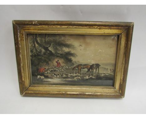 A Georgian gilt framed hunting print, gilt framed and glazed, 11cm x 18cm