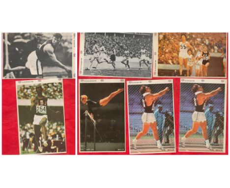 Sport. Collection of 7 ESSO Stickers of Famous Athletes with names including Vera Caslavska, Al Oerter, G Cunningham, Bob Bea