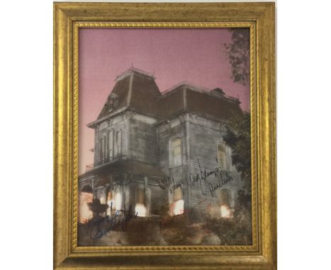 PSYCHO SIGNED BY ANTHONY PERKINS - Framed 8x10 photo of the Psycho house signed in felt tip by Anthony Perkins, Janet Leigh a