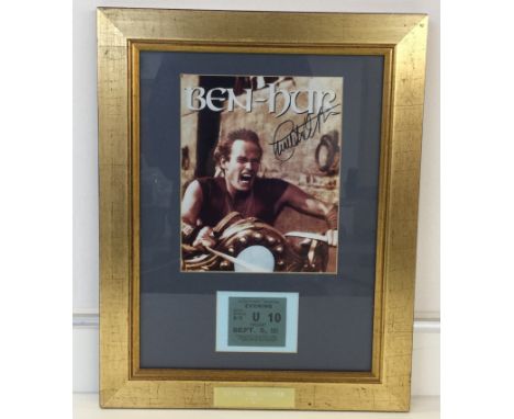 CHARLTON HESTON SIGNED - Framed 8x10 photo of Charlton Heston in Ben-Hur, signed by Charlton in black marker pen. Framed comp