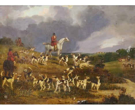 After Henry Alken, overpainted print, Hunting scene, 24 x 32cm