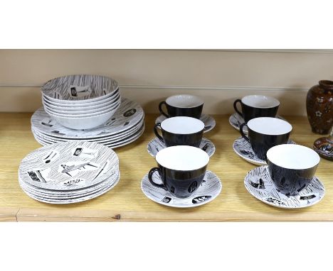 A Ridgway Homemaker pattern set for 6, to include cups and saucers, bowls, side plates and dinner plates