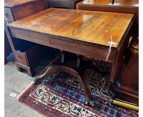 A Regency boxwood strung rosewood sofa table, width 91cm, depth 61cm, height 69cm