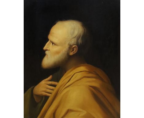 19th century English School, oil on canvas, Portrait of a saint, 34 x 29cm