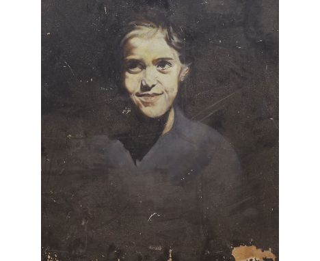 Patrick Rixson, oil on board, Portrait of a smiling woman, signed and dated '64, 73 x 68cm, unframed