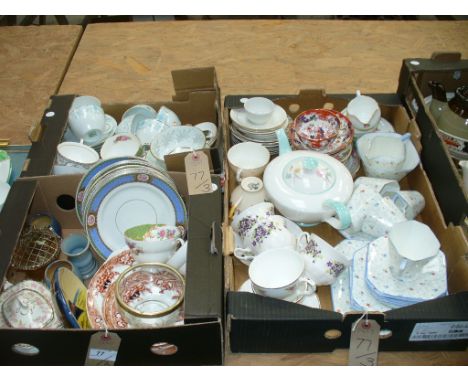 3 Trays of decorative tea wares including Paragon, CWS Windsor China art deco tea service, etc.