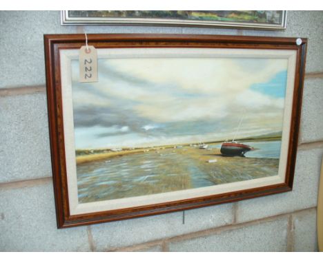 K Dix , masted vessels in a Welsh coastal scene,oil on board.