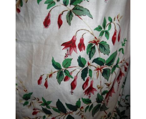 A pair of cotton thermal lined curtains, possibly Colefax & Fowler "Fuchsia", together with a pair of glazed cotton dress cur