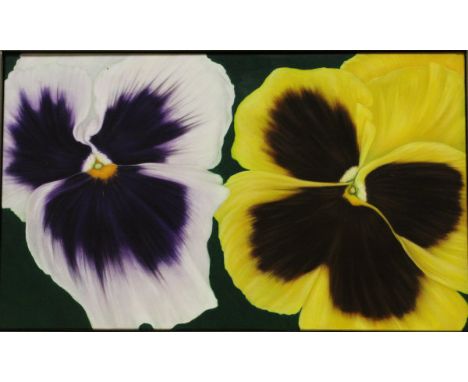 SUSAN LIGHT "Pansies", oil on canvas, unsigned, bears label verso