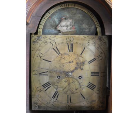 A George III mahogany and inlaid long case clock, the 8 day movement with moonphase and brass band marked "George White Brist