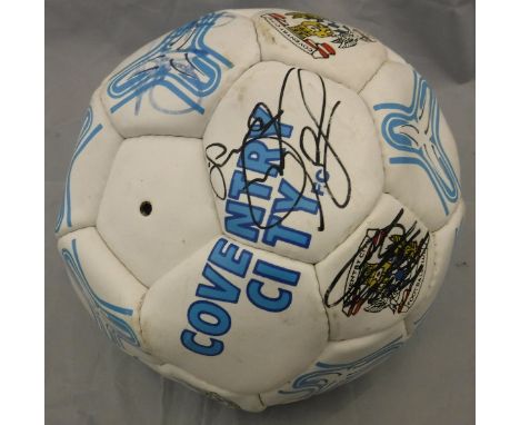 A Coventry City football club football signed by various members of the squad (circa fifteen years old)