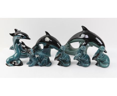 Collection of Poole Pottery dolphins and other animal figures