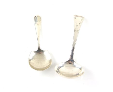 Art Deco silver caddy spoon and a spade bowl silver caddy spoon