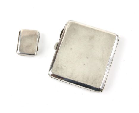 Silver cigarette case by Richard Coymns Birmingham 1924 and a silver pocket snuff box by Robert Pringle Birmingham 1898, 111 