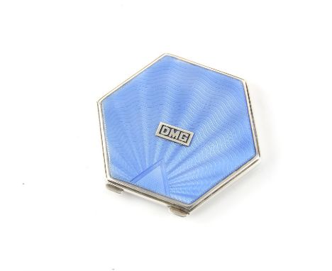 Silver and enamel hexagonal form Art Deco compact Birmingham 1806Condition Report:  Silver interior with mirrored lid. Interi