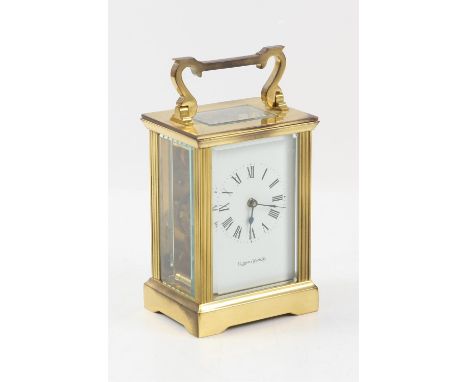 Mappin and Webb carriage clock, brass case, H: 12cm approx.