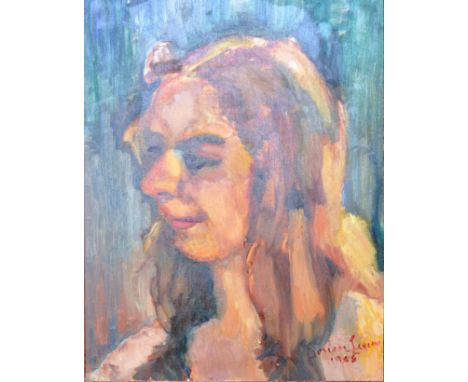 Dorian Levine (British 20th Century) An abstract oil on board portrait painting study of a lady by the artist Dorian Levine a