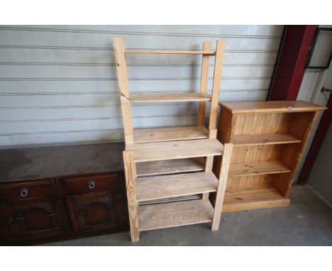 Two pine open shelf units