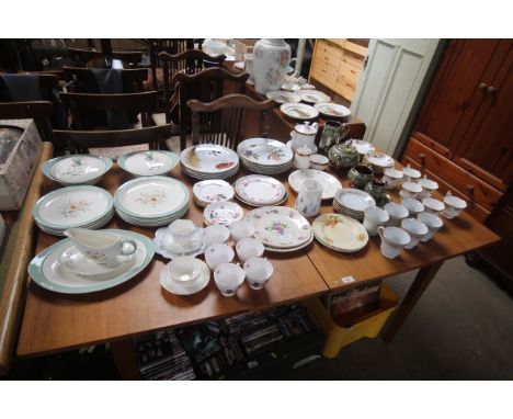 A large quantity of various tea ware including Royal Albert 'Celebration' pattern, Worcester 'Evesham' dinner ware, Wedgwood 