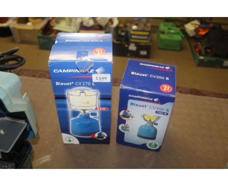 A Campingaz Bleuet CV300S stove and a Campingaz Bleuet CV270L lantern, both with original boxes