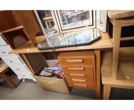 A light oak single pedestal dressing table