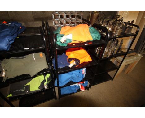Two four tier metal shelf units