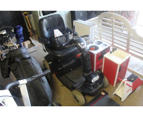 A Pride Celebrity X Sport mobility scooter with front basket, charger and instruction guide, key with auctioneer