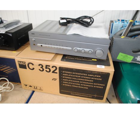 A NAD C352 stereo integrated amplifier, as new with instruction guide and original packaging