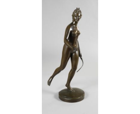 Jean Antoine Houdon, Diana19. Jh., auf der Plinthe mit Schriftzug "Houdon scupt", am Boden gestempelt "PT", Bronze dunkel pat