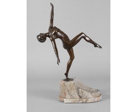Franz Iffland, Akttänzerinum 1900, auf der Plinthe signiert, Bronze dunkel patiniert, Darstellung eines eleganten tanzenden D