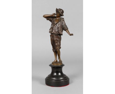 Franz Rosse, Wasserträgerdatiert 1897, auf der Plinthe signiert und datiert, Bronze braun patiniert, rufender Jüngling, ehema